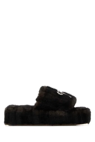 Balenciaga Furrand Platform Sandals For Women In Black