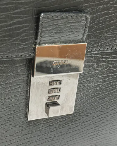 Pre-owned Gucci Code Lock Briefcase In Black