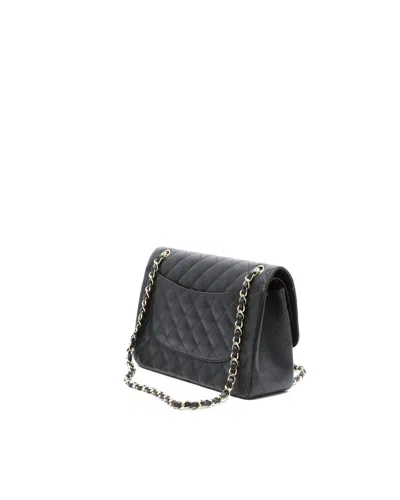 Chanel Black Quilted Caviar Leather Classic Double Flap 26 In Black