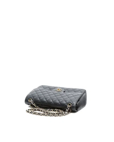 Chanel Black Quilted Caviar Leather Classic Double Flap 26 In Black