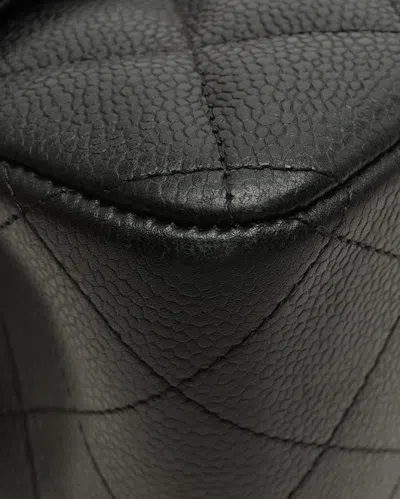 Chanel Black Quilted Caviar Leather Classic Double Flap 26 In Black