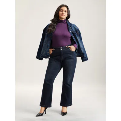 Bloomchic Supersoft Essentials Solid Funnel Neck Knit T-shirt In Purple