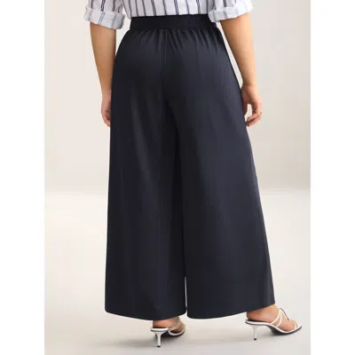 Bloomchic Button Front Wide-leg Pants In Blue