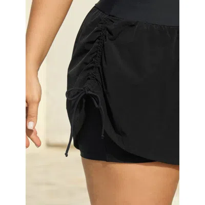 Bloomchic Adjustable Side Drawstring Swim Bottoms In Black