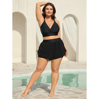 Bloomchic Adjustable Side Drawstring Swim Bottoms In Black
