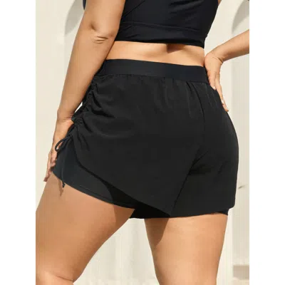 Bloomchic Adjustable Side Drawstring Swim Bottoms In Black