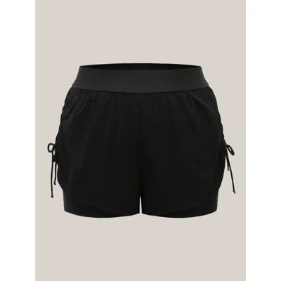 Bloomchic Adjustable Side Drawstring Swim Bottoms In Black
