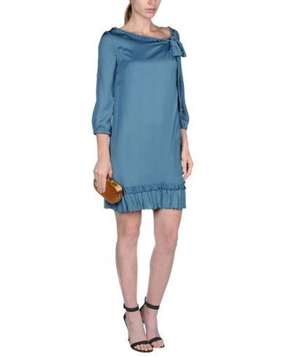 Shop Red Valentino Short Dress In Slate Blue