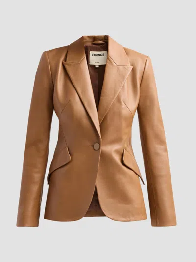 L'agence Chamberlain Leather Blazer In Brown