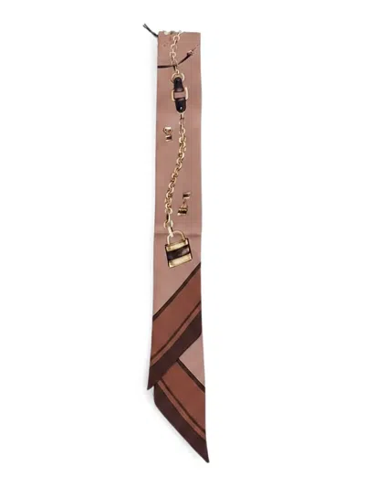 Chloé Chain Print Padlock Detail Rectangular Tie In Multi