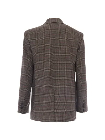 Max Mara Check-pattern Single-breasted Blazer In Brown