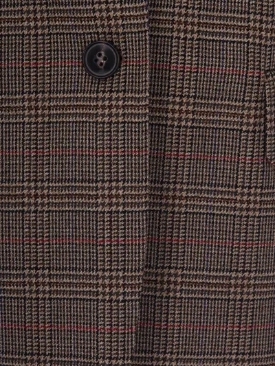Max Mara Check-pattern Single-breasted Blazer In Brown