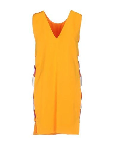 Shop Msgm Short Dresses In Orange