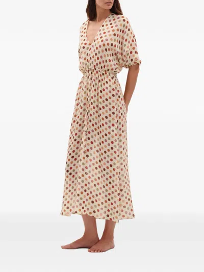 Eres Polka-dot Drawstring Midi Dress In Multi
