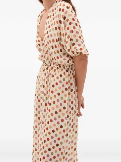 Eres Polka-dot Drawstring Midi Dress In Multi