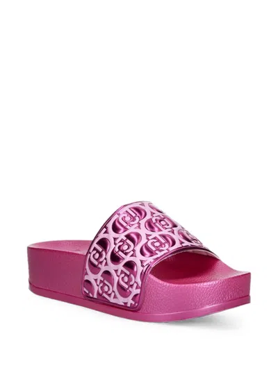 Liu •jo Logo-embossed Platform Slides In Multi