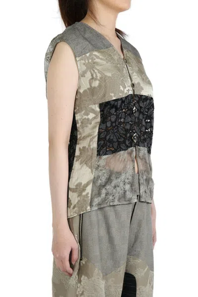 Communs Printed Patchwork Vest In Multi