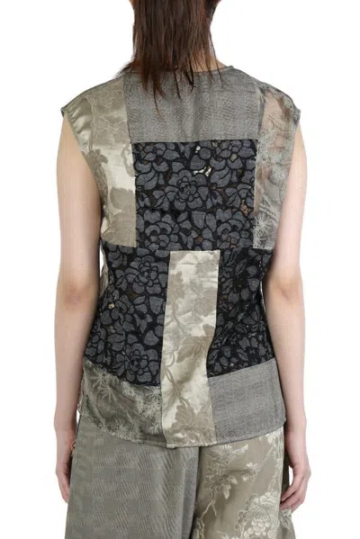 Communs Printed Patchwork Vest In Multi