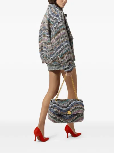 Missoni Oversized Bomber Jacket In Chevron Knit With Sequins In Multi