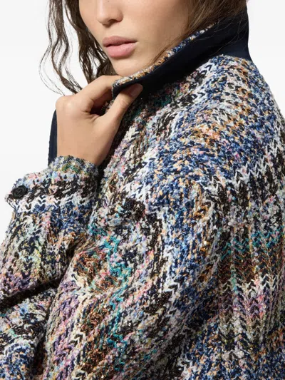 Missoni Oversized Bomber Jacket In Chevron Knit With Sequins In Multi