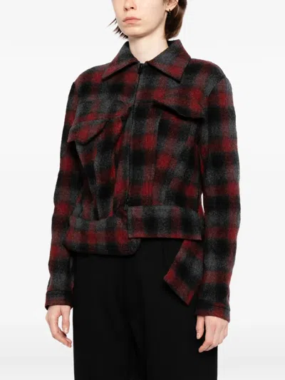 Yohji Yamamoto Check-pattern Flap-pocket Jacket In Multi