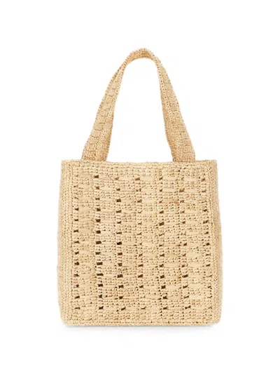 A.p.c. Rectangular Raffia Tote Bag With Contrasting Logo In Neutral