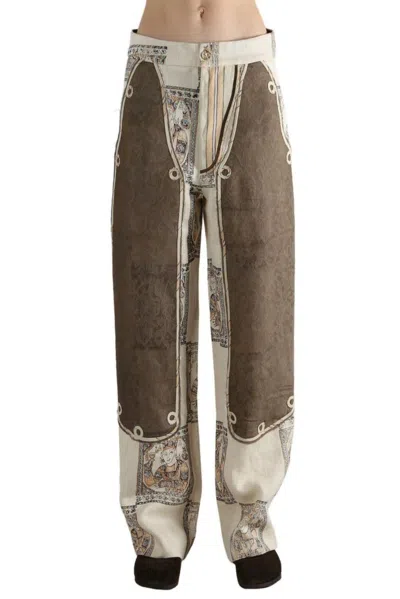 Communs Patterned Panelled Trousers In Multi