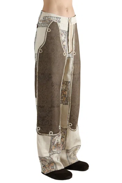 Communs Patterned Panelled Trousers In Multi