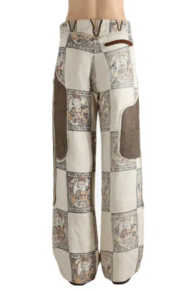 Communs Patterned Panelled Trousers In Multi