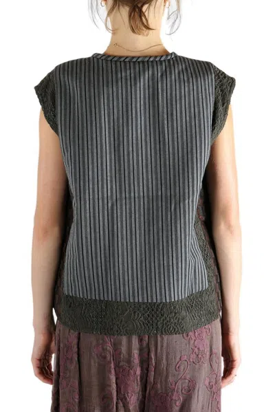 Communs Patchwork Buttoned Vest In Black