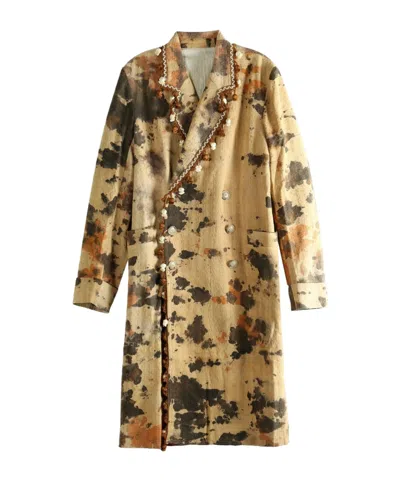 Communs Double-breasted Scalloped Coat In Brown