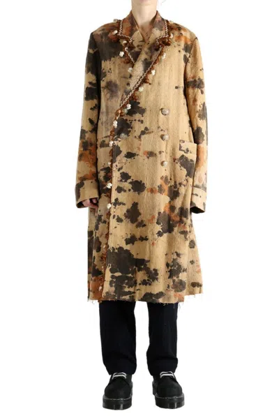 Communs Double-breasted Scalloped Coat In Brown