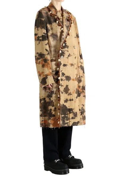 Communs Double-breasted Scalloped Coat In Brown