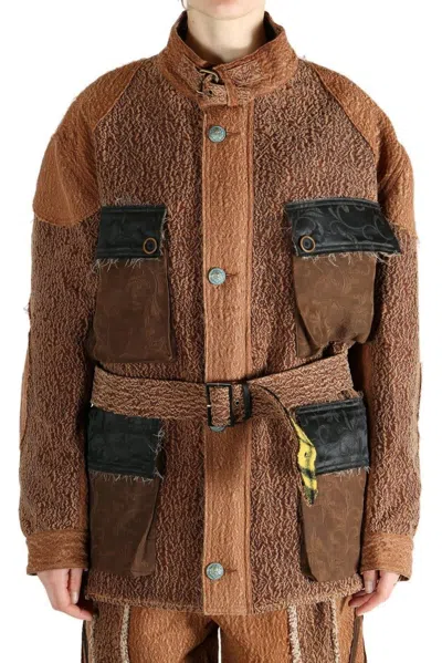 Communs Belted Jacket In Brown