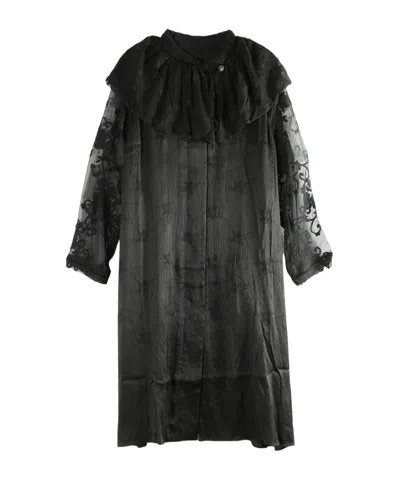 Communs Lace Ruffled Coat In Black