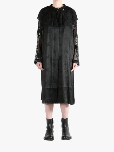 Communs Lace Ruffled Coat In Black