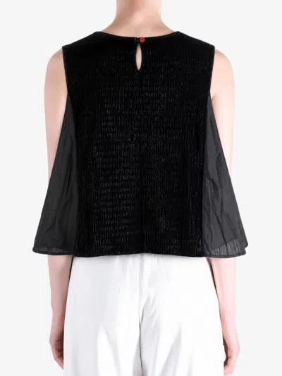 Communs Pleated-panel Button-detail Top In Black