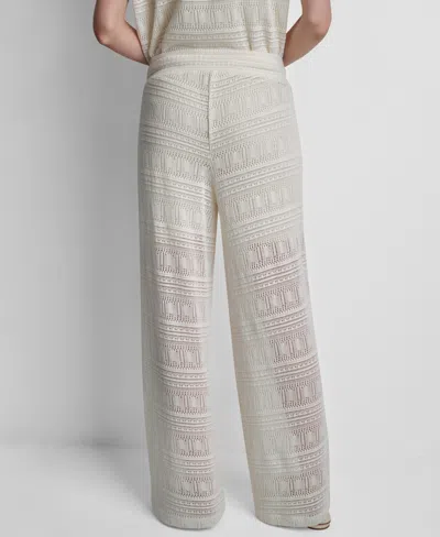 Dkny Open Stitch Drawstring Pants In White