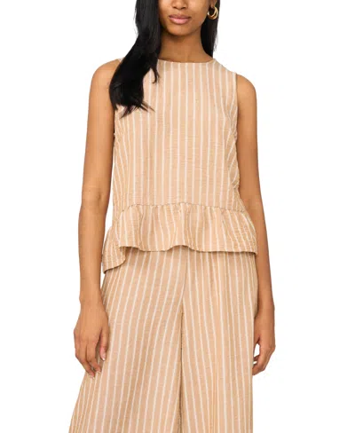 Vince Camuto Solid Ruffle Peplum Top In Gray