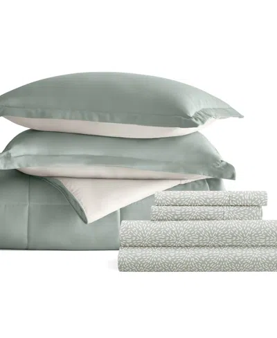 Ienjoy Home Bedding Bundle Reversible Pattern 7-piece Comforter Set, Queen