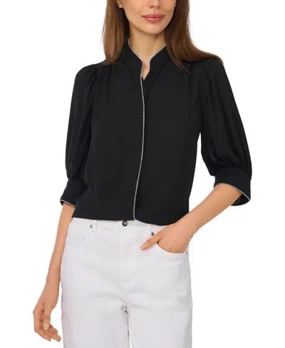 Cece Pearce Puff Sleeve Top In Black