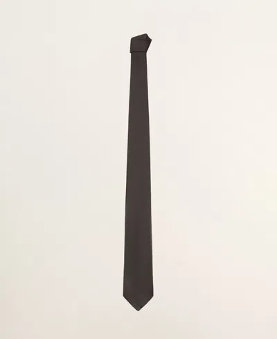 Mango Men's Solid Linen-silk-blend Tie In Black