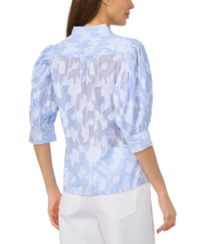 Cece The Pearce Puff Shoulder Top In Blue