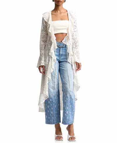 Avec Les Filles Lace Cascade Duster Jacket In Multi