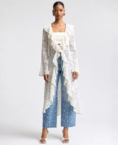 Avec Les Filles Lace Cascade Duster Jacket In Multi