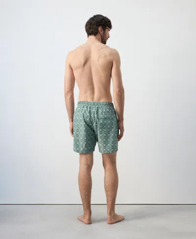 Mango Printed Swimsuit With Drawstring In Green