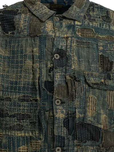 Kapital Boro Patchwork Denim Jacket In Green