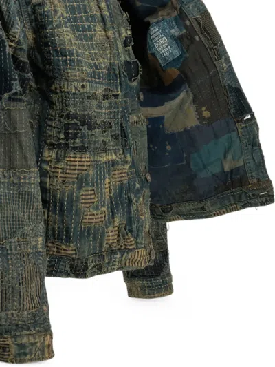Kapital Boro Patchwork Denim Jacket In Green