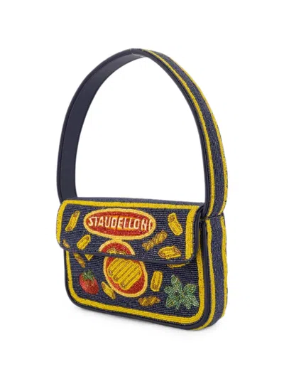Staud Tommy Small Beaded Shoulder Bag In Blue