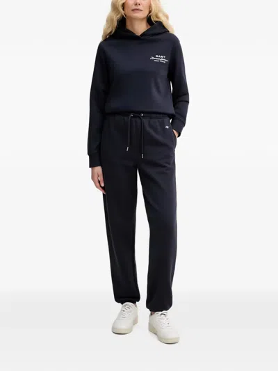 Gant Logo-embroidered Drawstring Track Pants In Blue